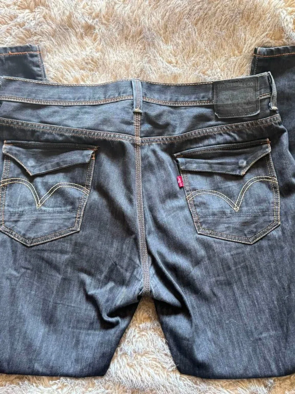 Levi's 569 Loose Straight Jeans Mens 36x32 Black Dark Wash Denim Flap Pocket